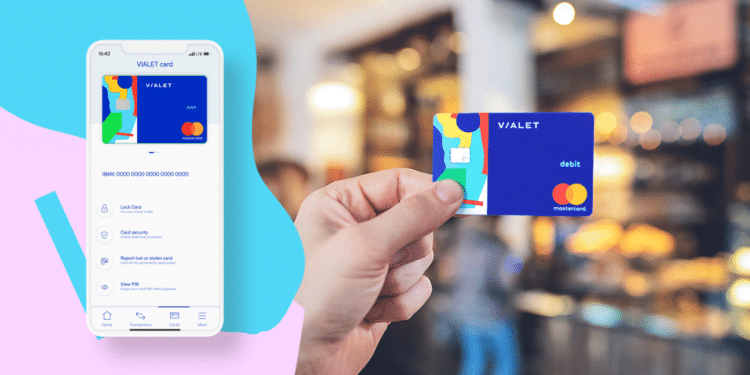 Banner de VIALET con texto promocional y gráfico de la plataforma de pagos para empresas.